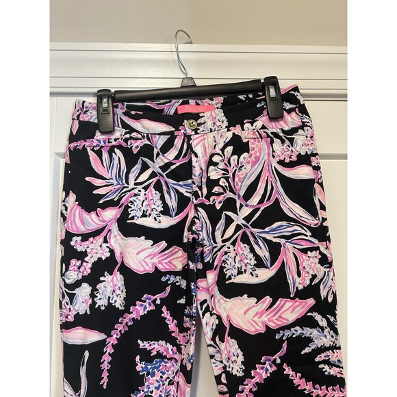 Lilly Pulitzer Kelly Ankle Pant Onyx Wild One Floral Size 2 Preppy Beach Resort - Picture 3 of 5